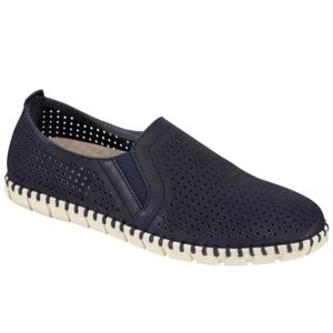 OTBT Universe Slip-On Shoes for Ladies 6 Perforated Leather Upper Navy